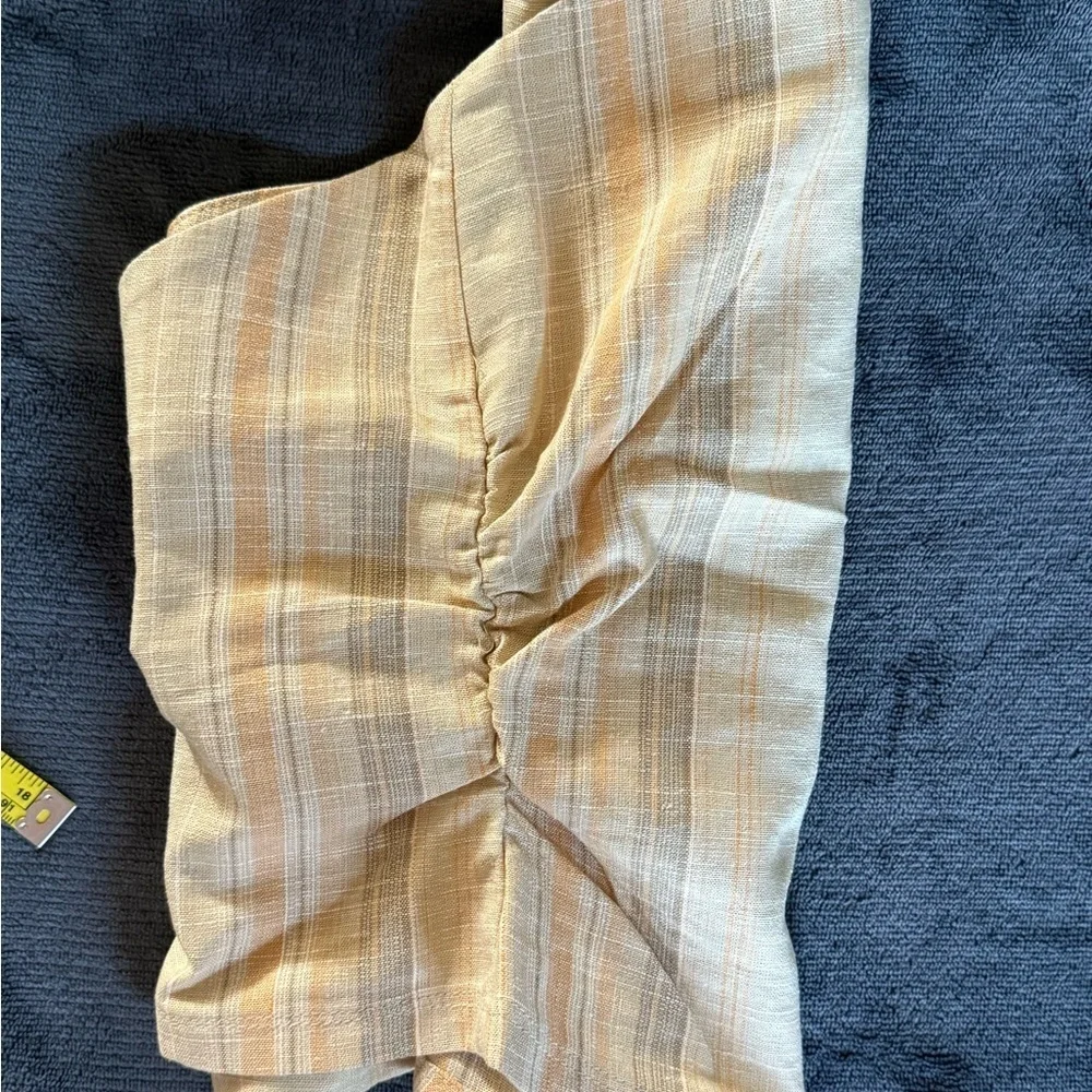 NWT- Beige-Striped Gathered Corset-style Top, Medium
